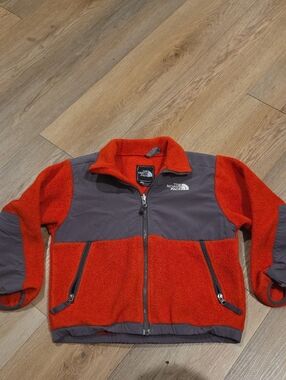 The North Face Orange and Gray Sherpa Fleece Jacket